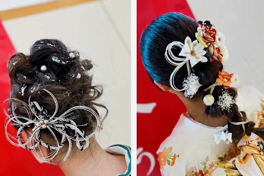 きものサロン桂丸亀店でのヘアセットと髪飾りの写真