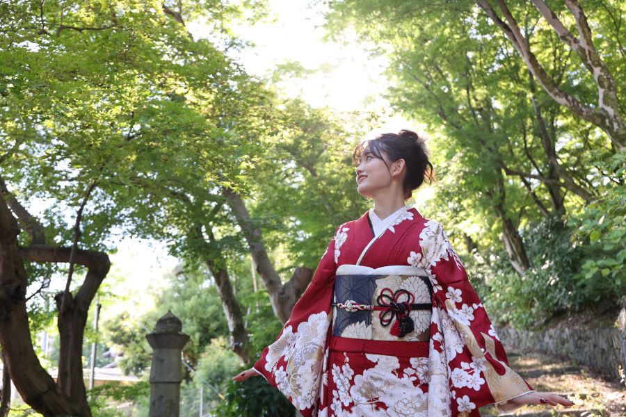 赤色振袖コーディネート