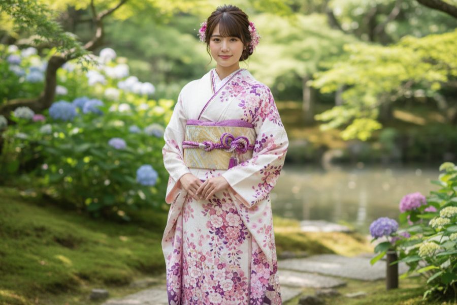 白ピンク振袖コーデ